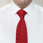 Men's Square End Knitted Tie With Dots | Burgundy Red, thumbnail 2 of 5