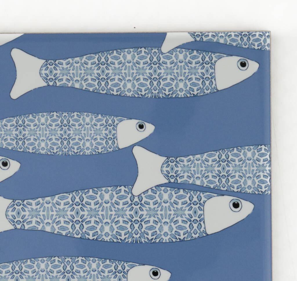 Blue 'Ocean Shoal' Ceramic Tile By DoodlePippin | notonthehighstreet.com