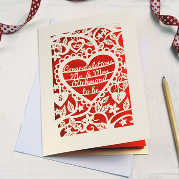 Personalised Papercut Heart Engagement Card, 2 of 4