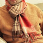 Men's Cashmere Blend Red Check Scarf, thumbnail 2 of 11