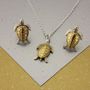 Small Turtle Necklace And Studs Set In Gold And Silver, thumbnail 1 of 3
