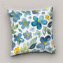 Blue Watercolor Botanical Wildflower Cushion Cover, thumbnail 6 of 12
