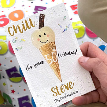 Personalised Ice Cream 50th Birthday Card, 4 of 9