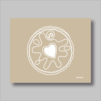 Custard Cream, Jammie Dodger, Bourbon And Digestive Biscuits Set Of Four Beige Prints, 5 of 10
