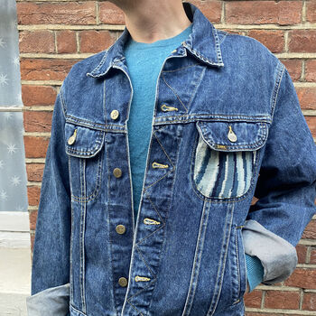 The Piano Vintage Tapestry Upcycled Denim Jacket, 2 of 4