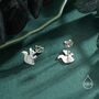 Mismatched Squirrel And Pinecone Nut Stud Earrings In Sterling Silver, thumbnail 3 of 12