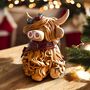 Handmade Winter Highland Cow Large Sculpture Ornament, thumbnail 2 of 4
