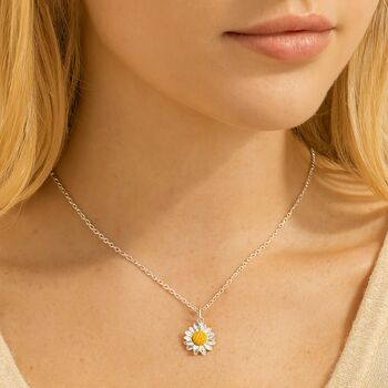 Sterling Silver Daisy Pendant Necklace, 3 of 8
