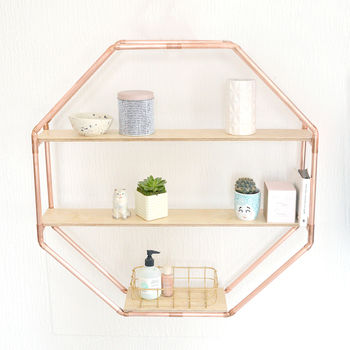 Copper Octagon Shelf Wall Hanging, 3 of 6