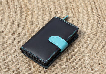 Black Multi Colour Leather Purse Wallet Rfid, 5 of 11