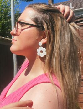 White Flower Stud Earrings, 2 of 3