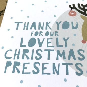 12 Personalised Christmas Reindeer Thank You Cards, 3 of 3