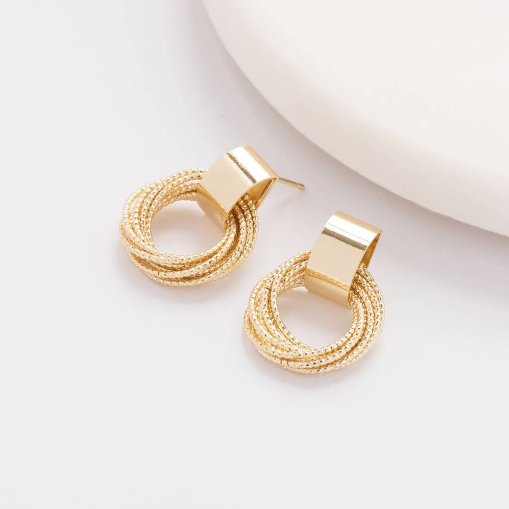 Gold Colour Twisted Rope Design Hoop Earrings By Brand X ...