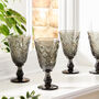 Set Of Four Smoked Grey Wine Goblets, thumbnail 1 of 5