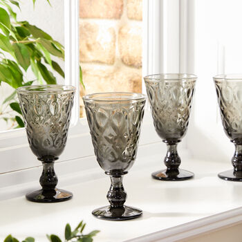 Set Of Four Smoked Grey Wine Goblets, 4 of 7