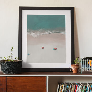 Four Beach Umbrellas Ocean Coastal Art Print, 3 of 10