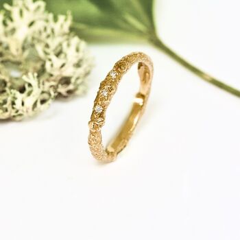 Gold And Diamond Nature Twig Wedding Ring, 5 of 6