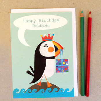 Personalised Bubble Puffin Card, 3 of 5