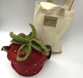 Strawberry Tea Pot Cosy Knitting Kit, 2 of 8