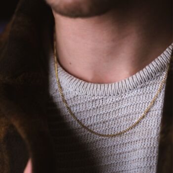 Thin Gold Plated Cuban Link Chain Necklace, Steel Chain, 3 of 12