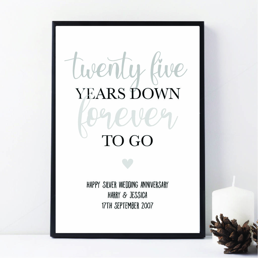 Personalised 25th Silver Wedding Anniversary Print, 1 of 2