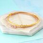 Triple Stone Opal Birthstone Sterling Silver Bangle, thumbnail 2 of 4