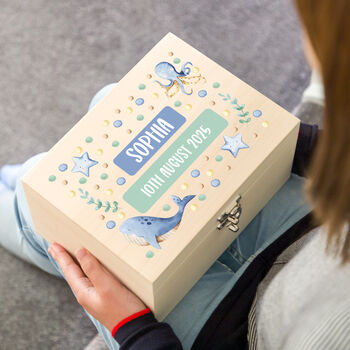 Personalised Sea Life Animals Keepsake Box New Baby Gift, 3 of 6