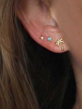 Gold Cosmic North Star White Topaz Tiny Stud Earrings, 2 of 8
