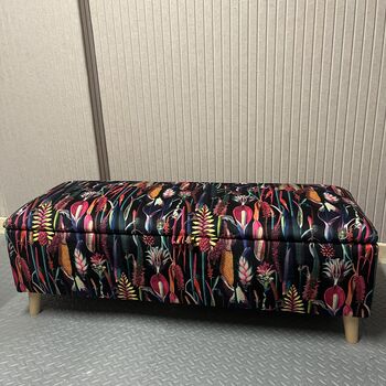 Botanical Velvet Storage Ottoman Footstool, 3 of 6