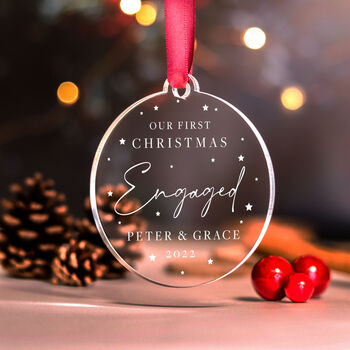 Our First Christmas Engaged Bauble Gift For Couples, 11 of 11