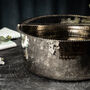 Silver Copper Spa Bowl With Footrest – Hammered Finish, 350 Mm Diameter, thumbnail 2 of 4