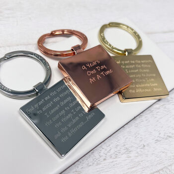 Serenity Prayer Square Keyring, Sobriety Gift, 3 of 8