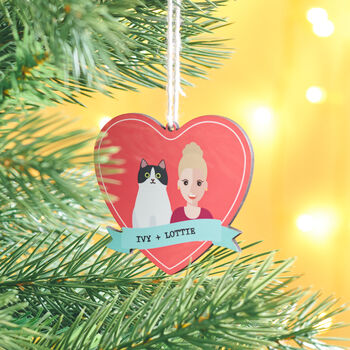 Personalised Cat And Owner Hanging Christmas Decoration, 2 of 5