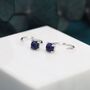 Sterling Silver Genuine Lapis Lazuli Huggie Hoop Earrings, thumbnail 1 of 9