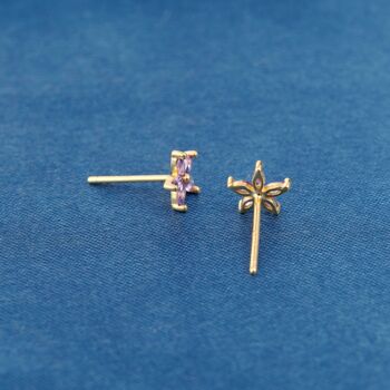 Pink Tourmaline October Birthstone Flower Stud Earrings, 5 of 8