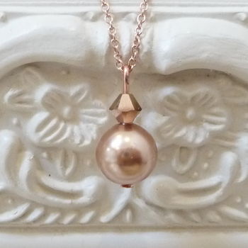 Rose Gold Tone Pearl Drop Necklace, 2 of 6