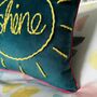 Hello Sunshine Embroidered Velvet Cushion, thumbnail 2 of 5