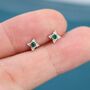 Extra Tiny Dotted Cluster Emerald Green Cz Stud Earrings, thumbnail 1 of 12