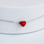 Sterling Silver Red Heart Charm Anklet, thumbnail 2 of 5