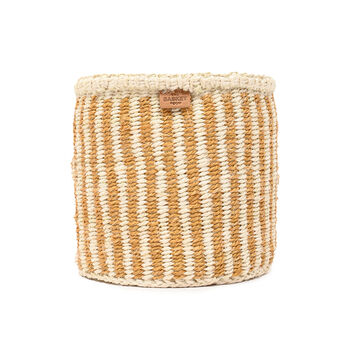 Hotuba: Gold Pinstripe Woven Storage Basket, 3 of 9