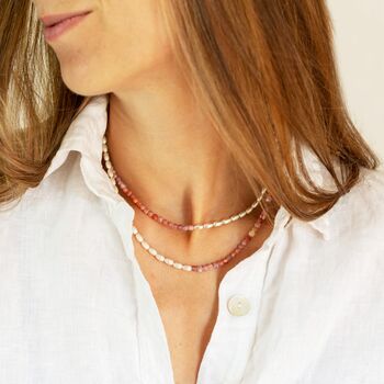 Orange Crackle Agate And Sterling Silver Beaded Necklace Or Double Bracelet, 4 of 11