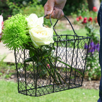 Farmhouse Chickenwire Garden Flower Basket, 3 of 8