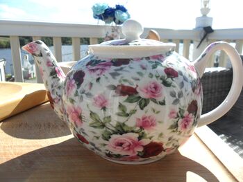 Two Cup Teapot In Ditsy Summertime Chintz Design, 2 of 8