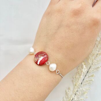 Clay And Freshwater Pearl Adjustable Handmade Bracelet, 8 of 10