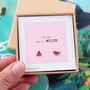 'One In A Melon' Sterling Silver Watermelon Earrings, thumbnail 1 of 5