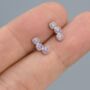Sterling Silver Tiny Purple Opal Trio Stud Earrings, thumbnail 8 of 12