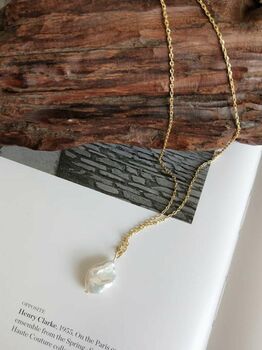 18 K Gold Plated Silver Irregular Pearl Necklace, 3 of 6