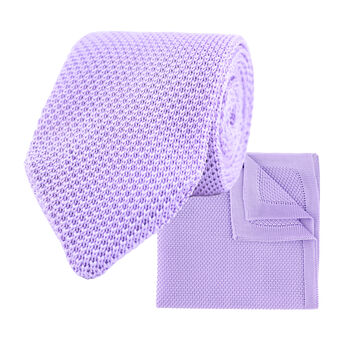 100% Polyester Diamond End Knitted Tie Pastel Purple, 8 of 10