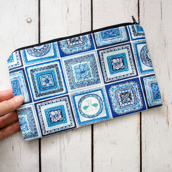 Portugal Tiles Blue And White Cotton Cosmetics Bag, 9 of 9