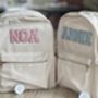 Personalised Nylon Backpack With Patch Letters And Motifs With Gold Outline, thumbnail 11 of 12